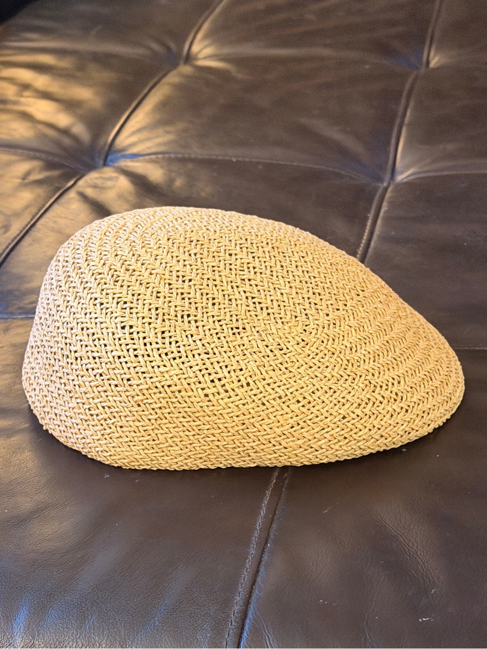 DPC Dorfman Pacific Co. Natural Fiber Straw Flat Ivy Cap Hat - Size L